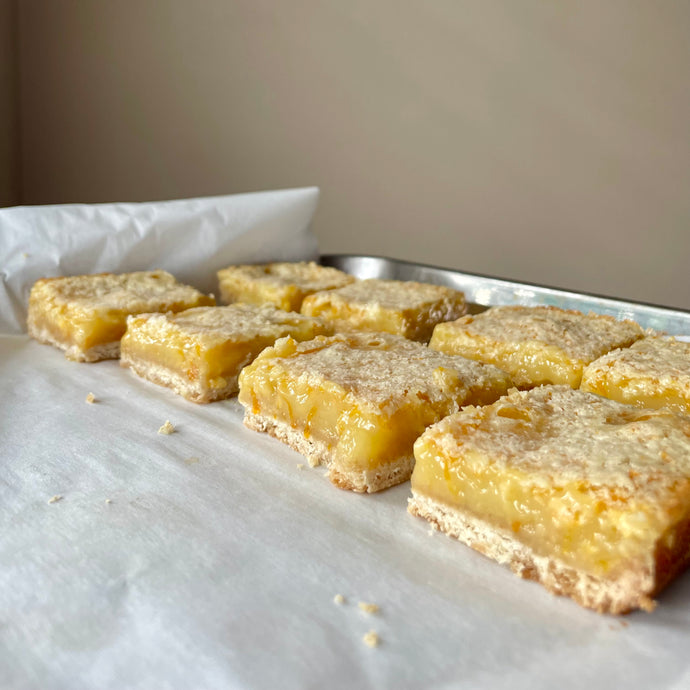 Cardamom Meyer Lemon Bars With Lavender Sugar
