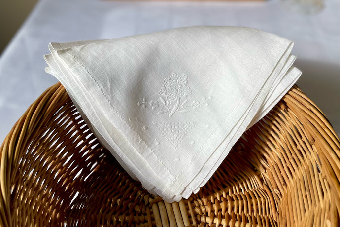 Rice Linen Napkins with Floral Embroidery - Freckles & Feelings