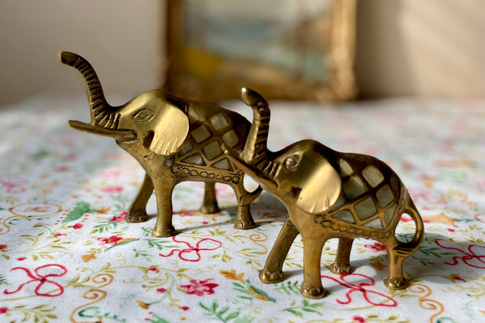 Brass & Mother Of Pearl Elephant Paper Weights - Freckles & Feelings