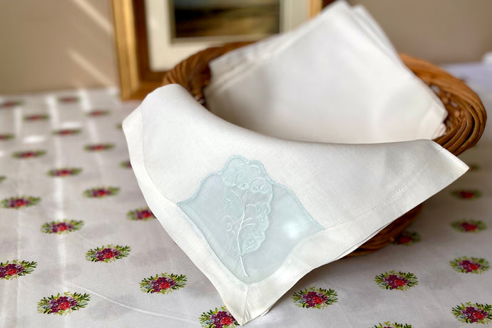 Madeira Blue Embroidered Napkins - Freckles & Feelings